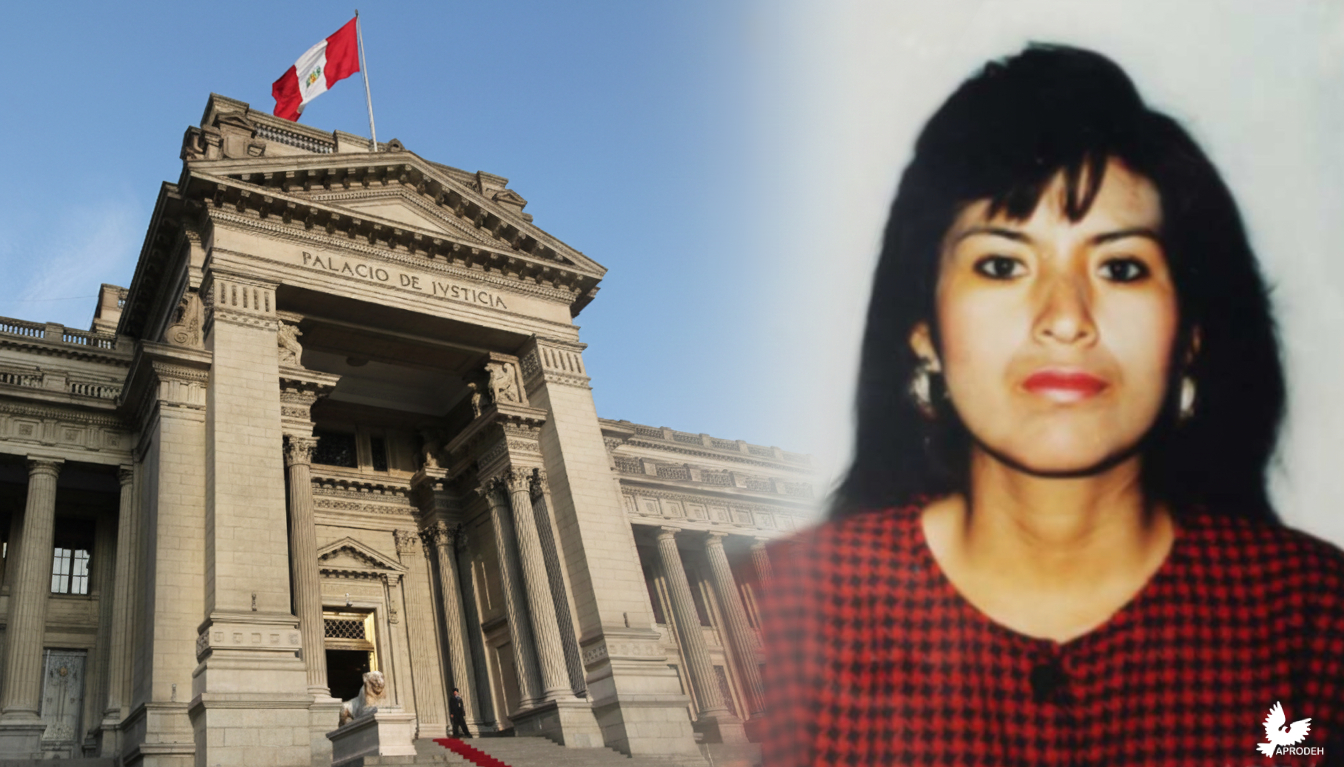 A la izquierda, el Palacio de Justicia, sede de la Corte Suprema de Justicia de la República; a la derecha, Mariela Barreto, agente del servicio de inteligencia asesinada por el Grupo Colina.